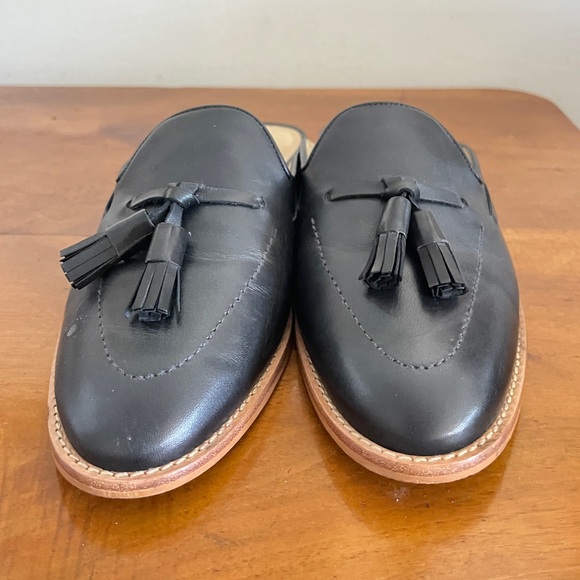 Talbots Black Leather Mule Loafers with Tassels - Picture 2 of 8